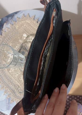 Kahverengi Baskılı Deri Tokalı Kadın Çanta - Görsel 6