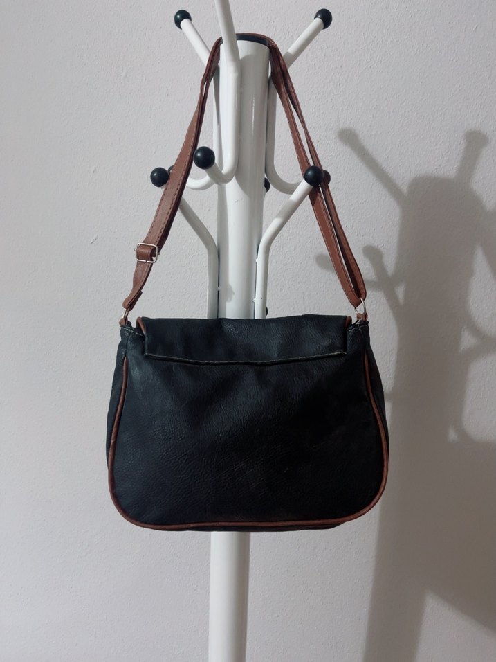 Kahverengi Baskılı Deri Tokalı Kadın Çanta - Görsel 4