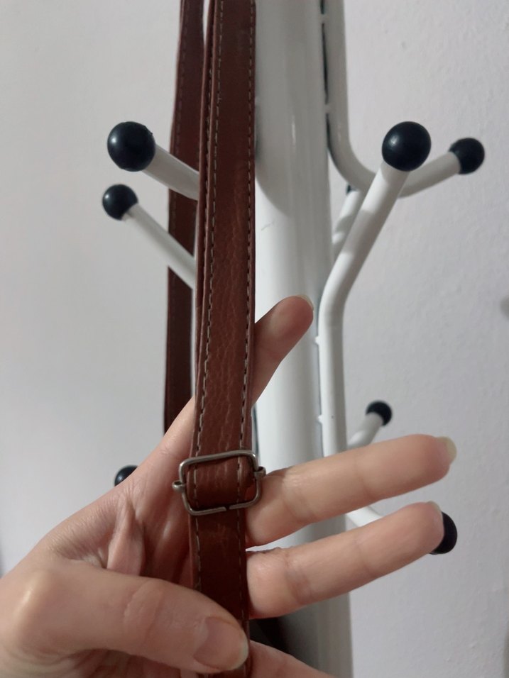 Kahverengi Baskılı Deri Tokalı Kadın Çanta - Görsel 3