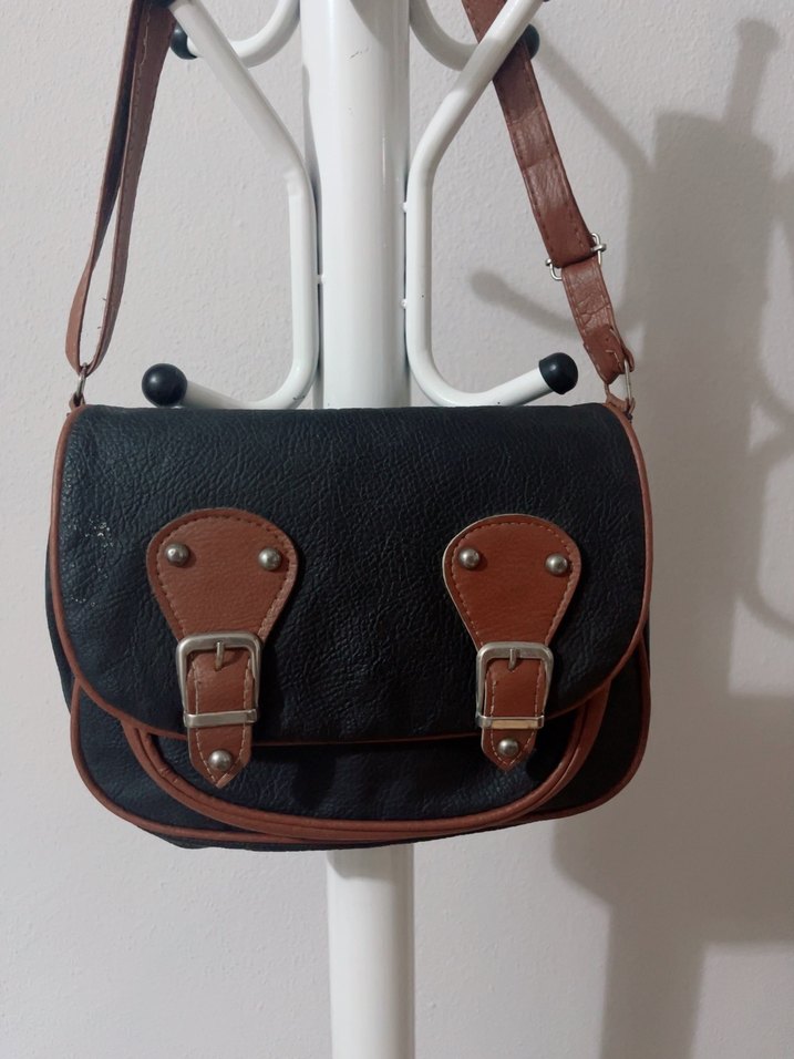 Kahverengi Baskılı Deri Tokalı Kadın Çanta - Görsel 2