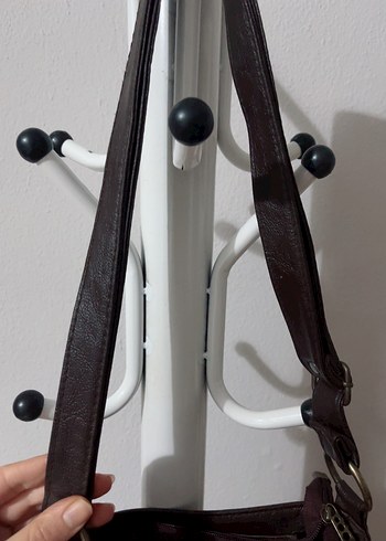 Kahverengi Deri Tokalı Kadın Çanta - Görsel 11