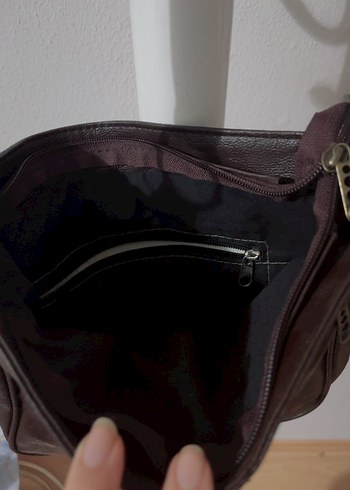 Kahverengi Deri Tokalı Kadın Çanta - Görsel 9