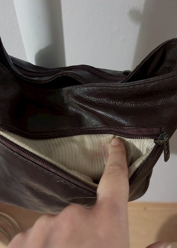 Kahverengi Deri Tokalı Kadın Çanta - Görsel 5