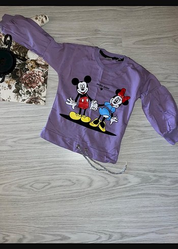 Zara Mor Mickey Mouse Baskılı Kız Eşofman Takımı