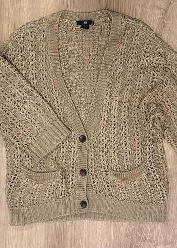 H&M Vizon Rengi V Yaka Orgu Triko Hirka