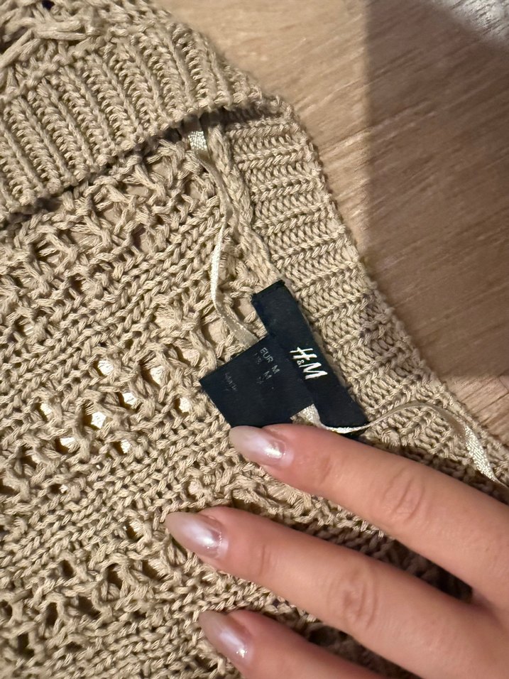 H&M Vizon rengi V Yaka Örgü Triko Hırka — görsel 2/4
