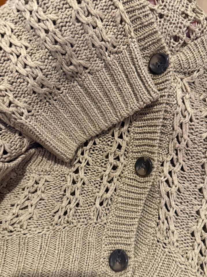 H&M Vizon rengi V Yaka Örgü Triko Hırka — görsel 3/4