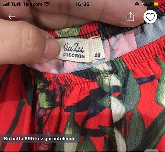 40 Beden Quzu çiçekli elbise