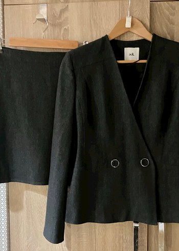 adL Denim Görünümlü Takım: Kruvaze Ceket (S) ve etek (M-S) - Görsel 4