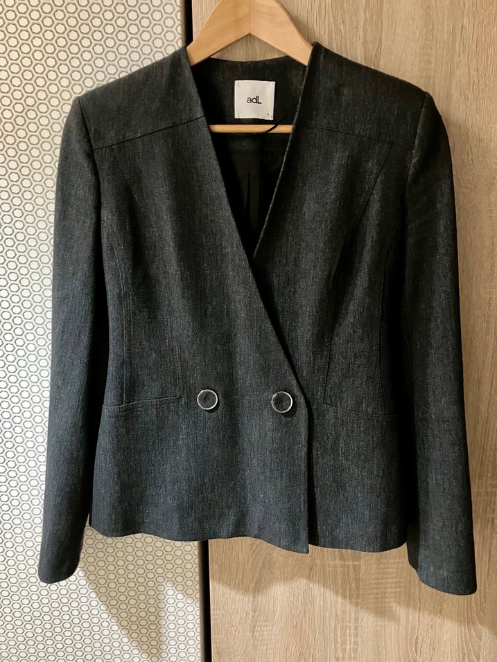 adL Denim Görünümlü Takım: Kruvaze Ceket (S) ve etek (M-S) - Görsel 5