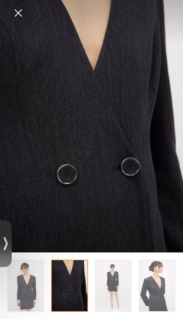 adL Denim Görünümlü Takım: Kruvaze Ceket (S) ve etek (M-S) - Görsel 3