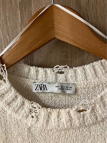 s Beden beyaz Renk Zara beyaz yırtık cropped kazak, 36
