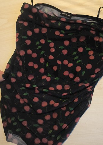 Siyah Desenli Drapeli Midi crop - Görsel 4