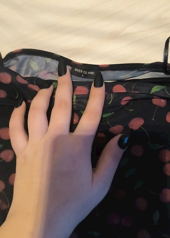 Siyah Desenli Drapeli Midi crop - Görsel 3