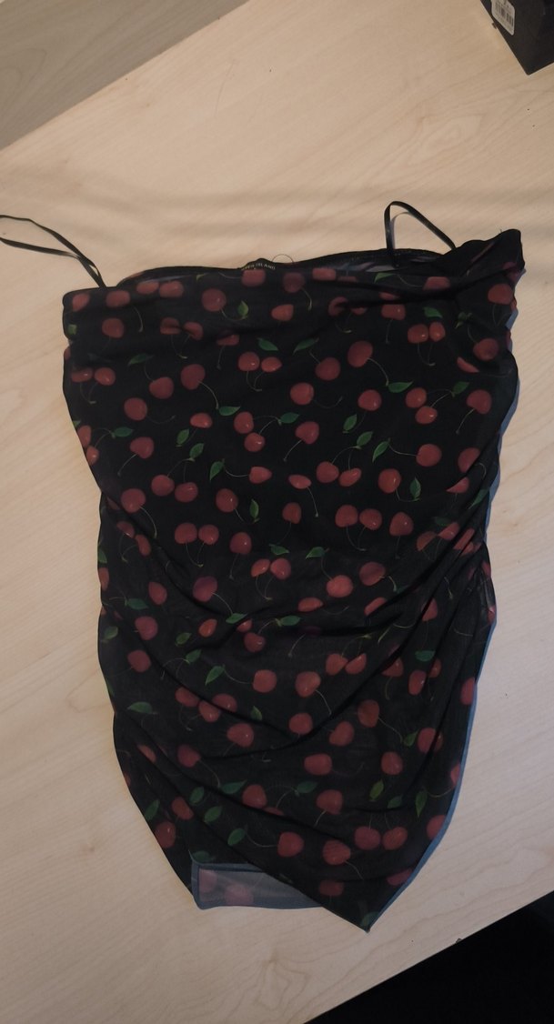 Siyah Desenli Drapeli Midi crop - Görsel 2