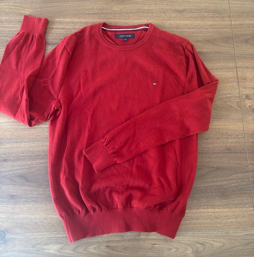 Tommy Hilfiger Erkek Kırmızı Triko Kazak - Görsel 3