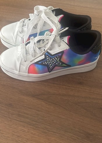 Kız Çocuk Bağcıklı Renkli taşlı pullu Spor Ayakkabı - Görsel 4