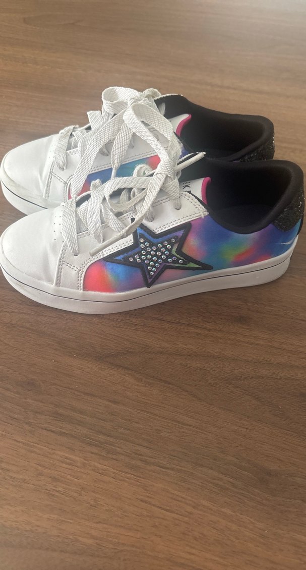 Kız Çocuk Bağcıklı Renkli taşlı pullu Spor Ayakkabı - Görsel 4