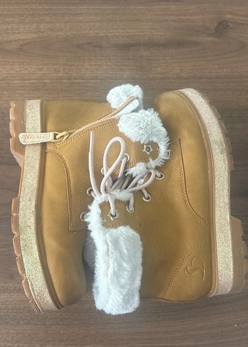 tarçın rengi Süet içi kürklü kız çocuk bot - Görsel 3