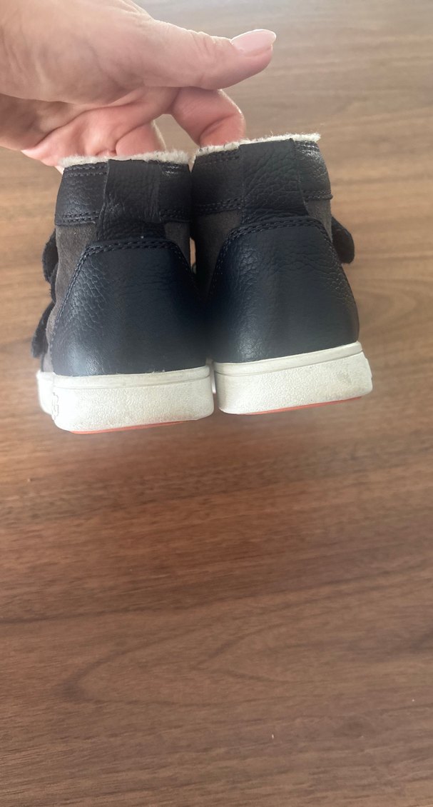 Kacivert deri kahverengi detaylı erkek çocuk  içi yünlü bot - Görsel 3