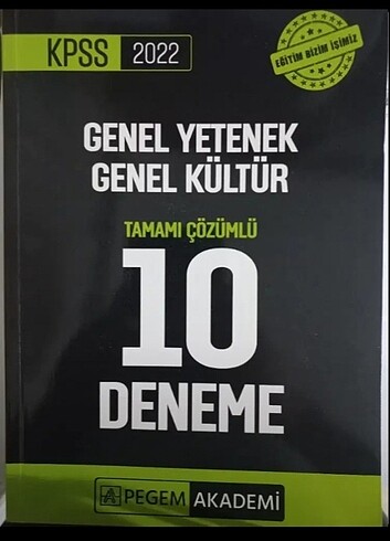 PEGEM YAYINLARI GENEL YETENEK GENEL KÜLTÜR 10 DENEME 2022