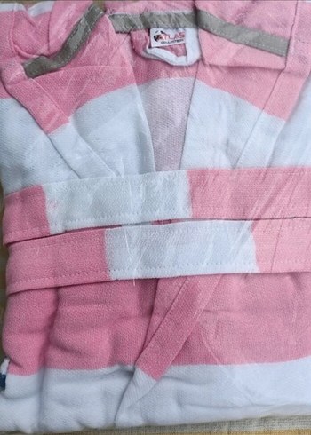 Pembe Batik Desenli  Bez Bornoz - Görsel 2