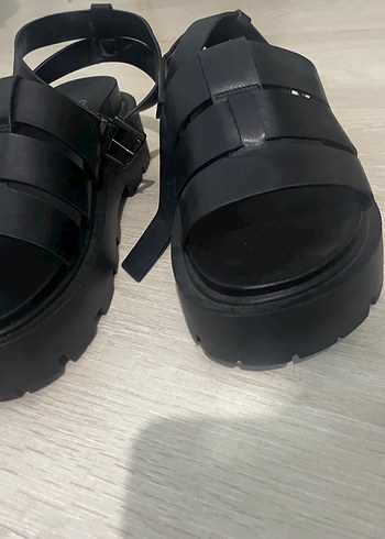 Siyah Kadın Platform Topuklu Sandalet - Görsel 7