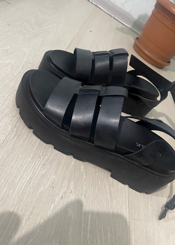 Siyah Kadın Platform Topuklu Sandalet - Görsel 2