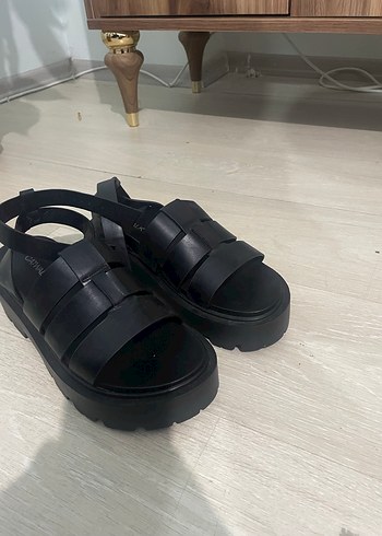 Siyah Kadın Platform Topuklu Sandalet - Görsel 3