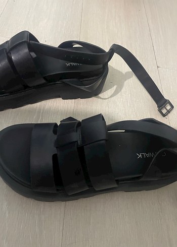 Siyah Kadın Platform Topuklu Sandalet - Görsel 9