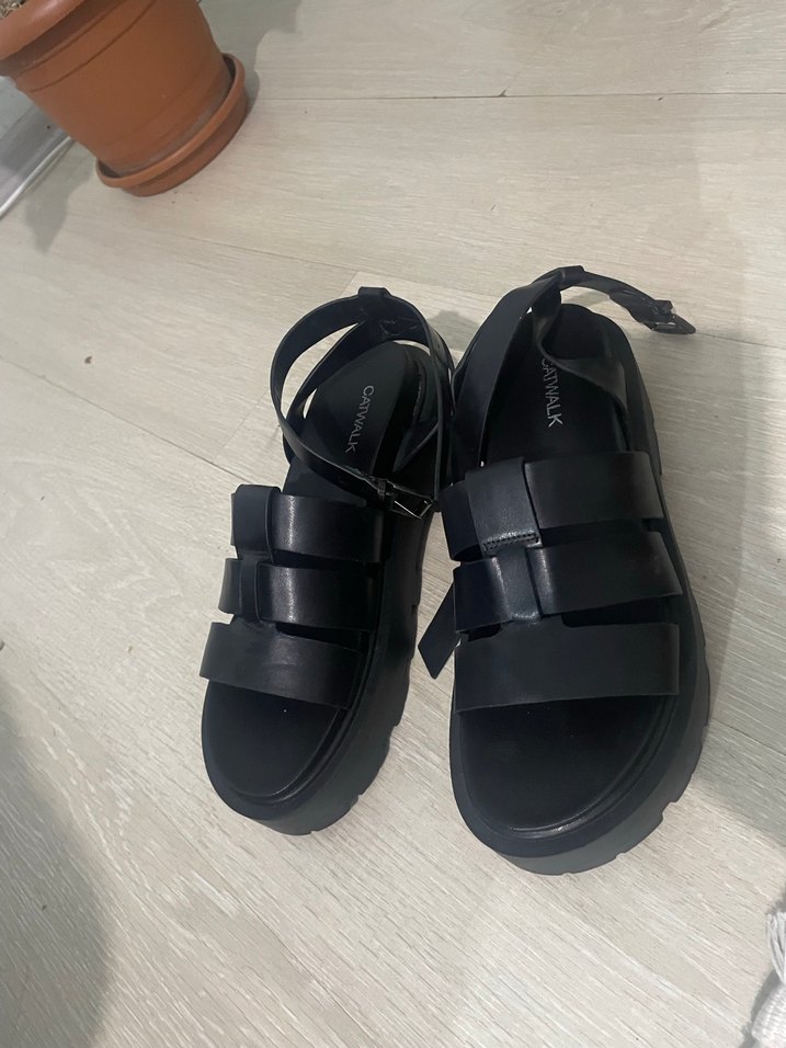 Siyah Kadın Platform Topuklu Sandalet - Görsel 5