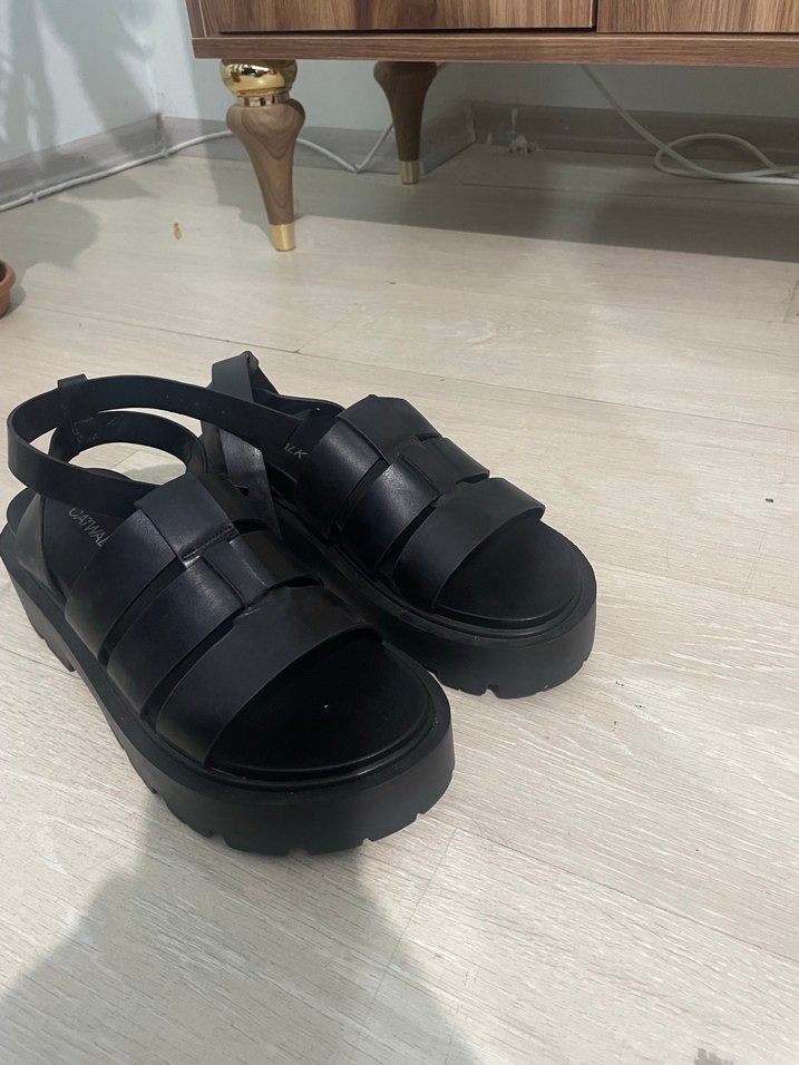 Siyah Kadın Platform Topuklu Sandalet - Görsel 3