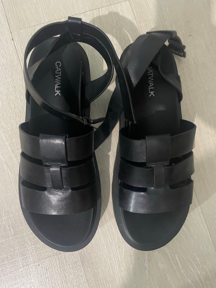 Siyah Kadın Platform Topuklu Sandalet - Görsel 4