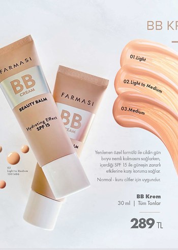 Üç adet Farmasi BB Krem 01 Light SPF15 30 ml - Görsel 2