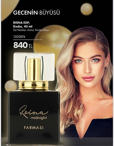 1 adet farmasi reina midnight 45 ml bayan parfümü