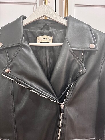 s Beden siyah Renk Mango Deri Biker Ceket