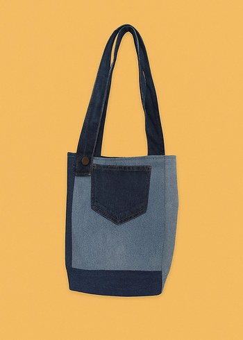 Gri Mavi Denim Kadın Çanta