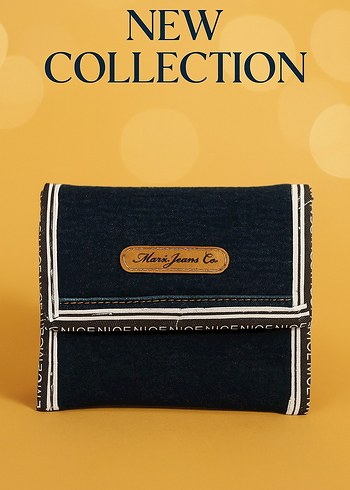 Kadın Lacivert Denim Cüzdan Velcro Kapamalı