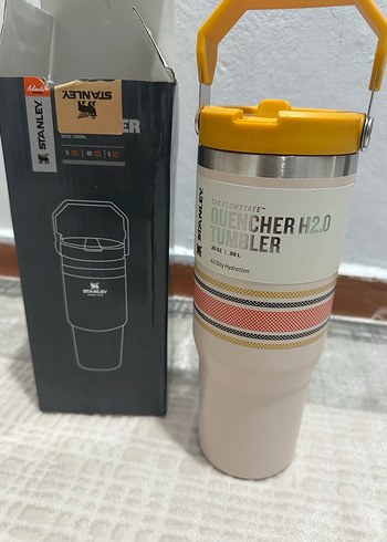 Sarı Kulplu Gri Termos stanley - Görsel 2