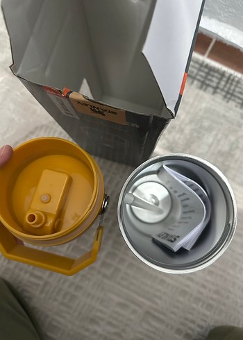 Sarı Kulplu Gri Termos stanley - Görsel 4