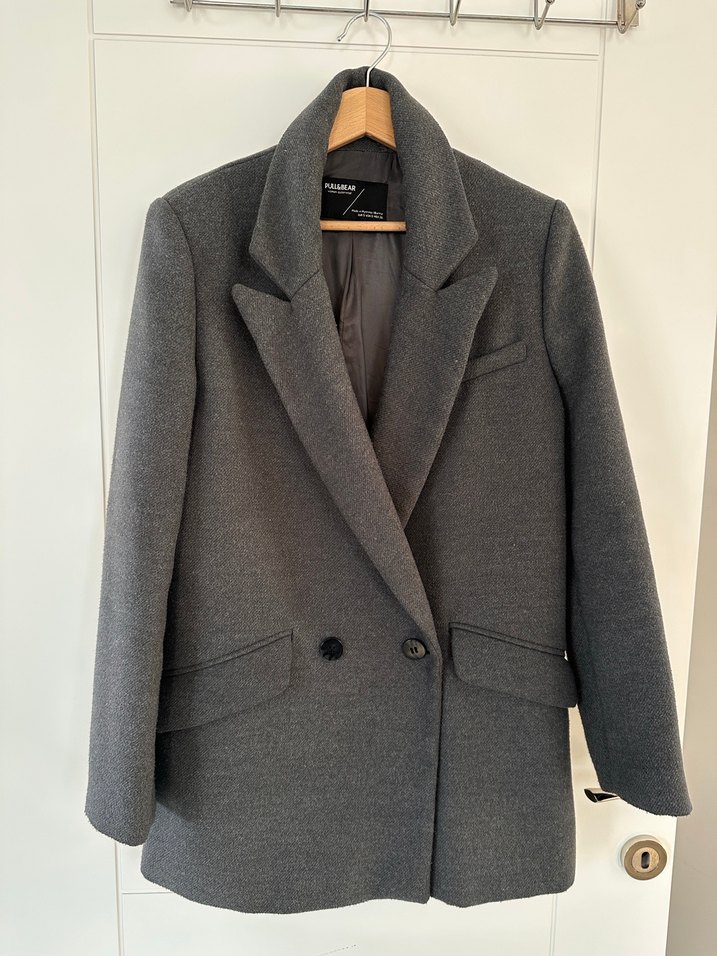 Gri Regular Fit Midi Kadın Kaşe Kaban - Görsel 3