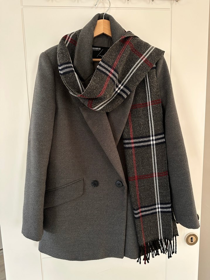 Gri Regular Fit Midi Kadın Kaşe Kaban - Görsel 2