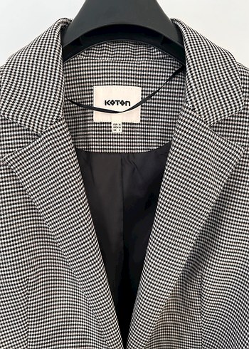 Kemerli Gri Ekose Kadın Blazer Ceket - Görsel 2