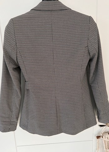 Kemerli Gri Ekose Kadın Blazer Ceket - Görsel 4