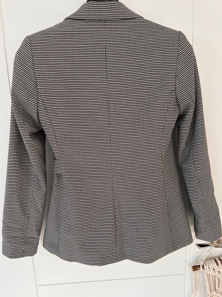 Kemerli Gri Ekose Kadın Blazer Ceket - Görsel 4