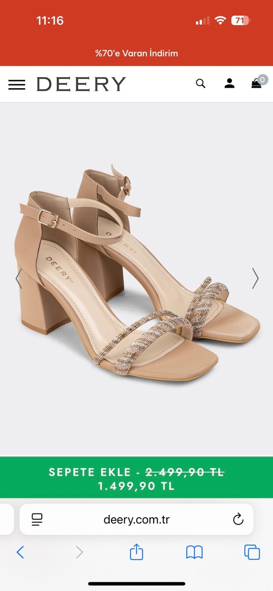 Kadın Bej Kemerli Blok Topuklu Abiye Ayakkabı - Görsel 2