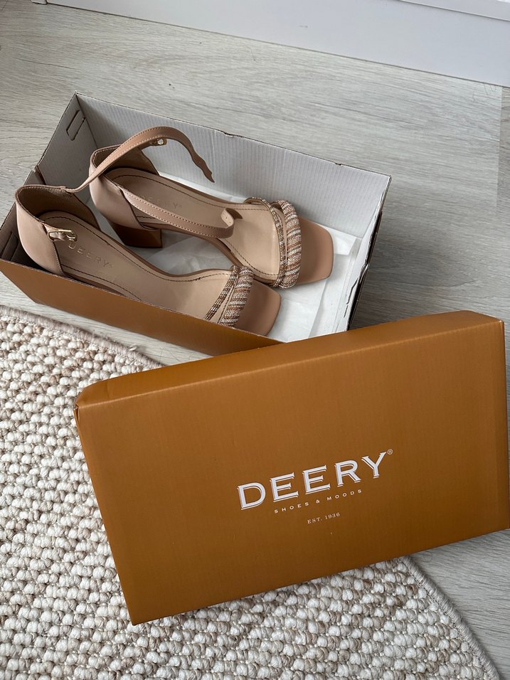 Kadın Bej Kemerli Blok Topuklu Abiye Ayakkabı - Görsel 3