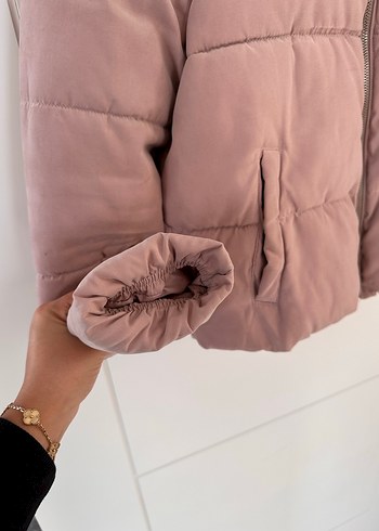 Kısa Kesim Toz Pembe Kadın Mont - Görsel 6