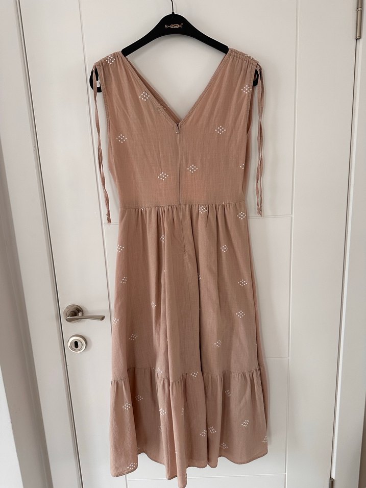 Bej Nakışlı Bohem Uzun Elbise - Görsel 2