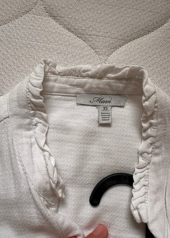 Düğmeli Beyaz pamuk Kadın Gömlek - Görsel 5